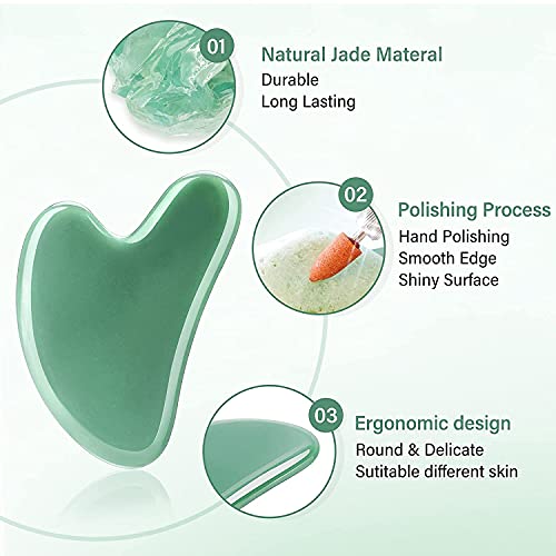 Gua Sha Facial Tool, GuaSha Massage Tool Natural Jade Stone Universal Facial ...