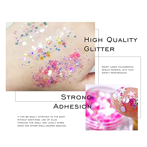 Ownest 12 Colors Holographic Chunky Glitter Gel Set, Christmas Party Makeup F...