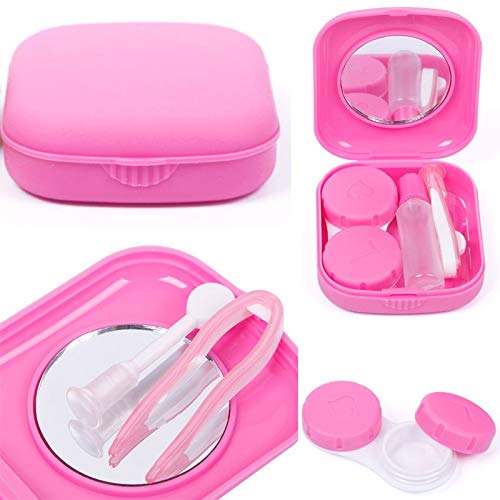 Cute Pocket Mini Contact Lens Case Travel Kit Easy Carry Mirror Container Hol...