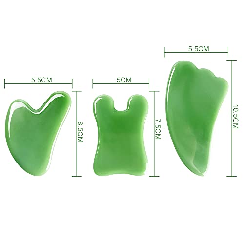 Gua Sha Massage Tool, Facial Scraping Gua Sha Board 3 Pack Nature Jade Stone ...