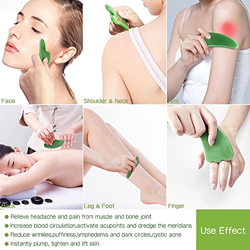 Gua Sha Massage Tool, Facial Scraping Gua Sha Board 3 Pack Nature Jade Stone ...