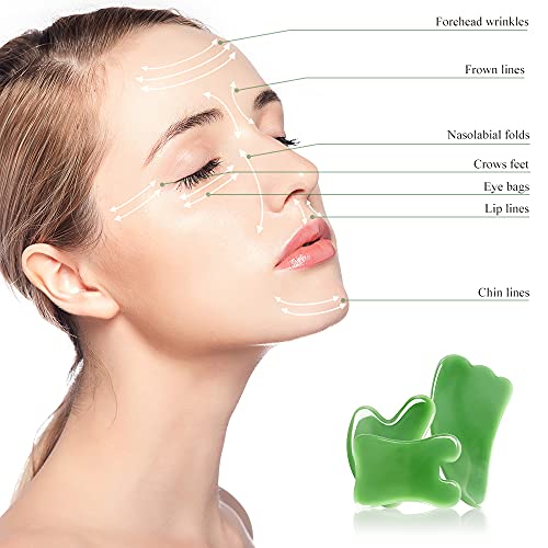 Gua Sha Massage Tool, Facial Scraping Gua Sha Board 3 Pack Nature Jade Stone ...