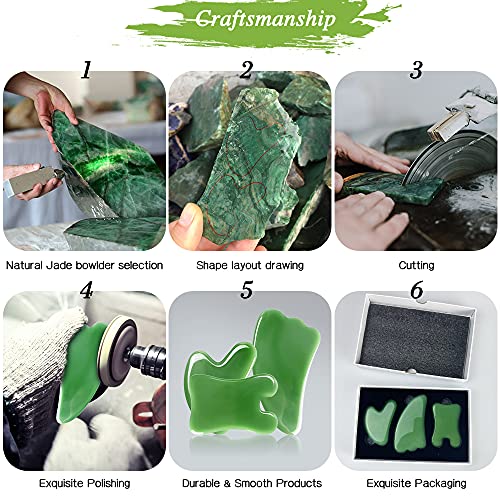 Gua Sha Massage Tool, Facial Scraping Gua Sha Board 3 Pack Nature Jade Stone ...