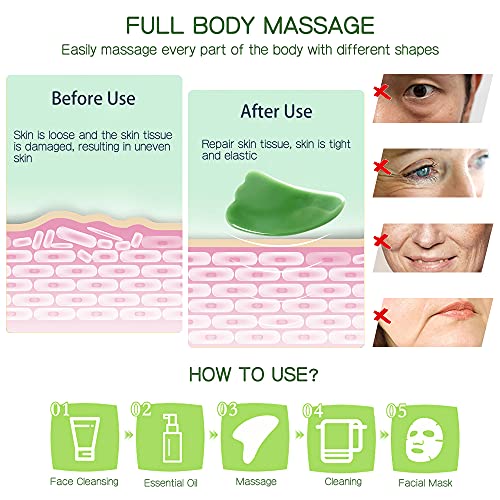Gua Sha Massage Tool, Facial Scraping Gua Sha Board 3 Pack Nature Jade Stone ...