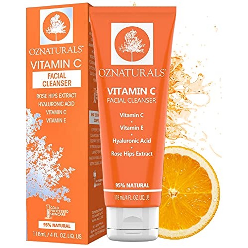 OZNaturals Vitamin C Face Wash With Hyaluronic Acid, Rosehip Oil, Aloe Vera &...