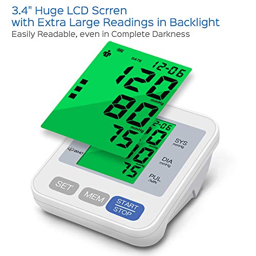 Blood Pressure Machine for Upper Arm 3.4'' Tri-Color Backlight Screen PANACAR...