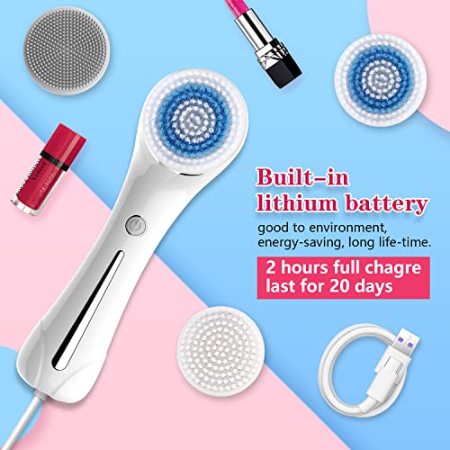 Facial Cleansing Brush with Dual Back Face Massage, Electric Spin Facial Brus...
