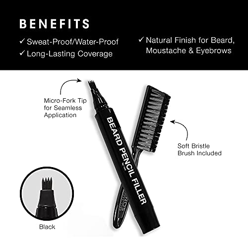 Pacinos Beard Pencil Filler - Water Proof, Long Lasting Coverage & Natural Fi...