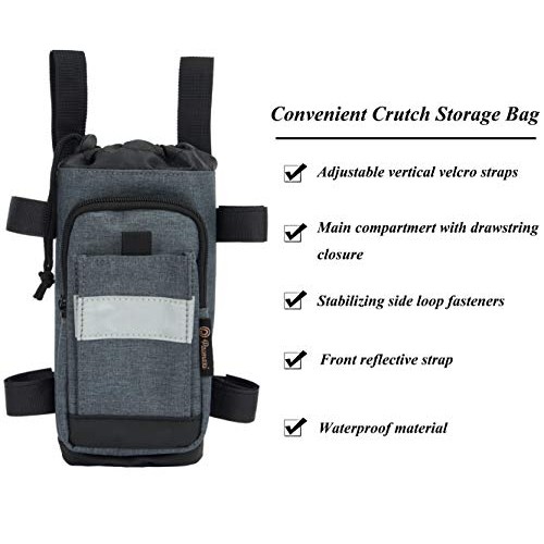Crutch Bag Lightweight Crutch Accessories Storage Pouch with Reflective Strap...