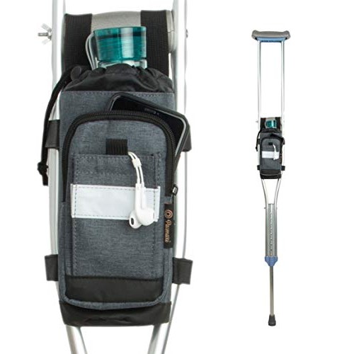 Crutch Bag Lightweight Crutch Accessories Storage Pouch with Reflective Strap...
