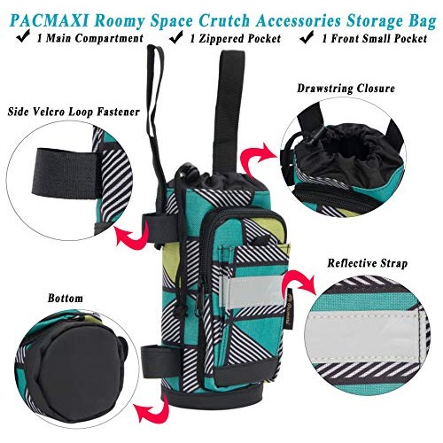 PACMAXI Crutch Bag Universal Crutch Accessories Bag Lightweight Crutch Pouch ...
