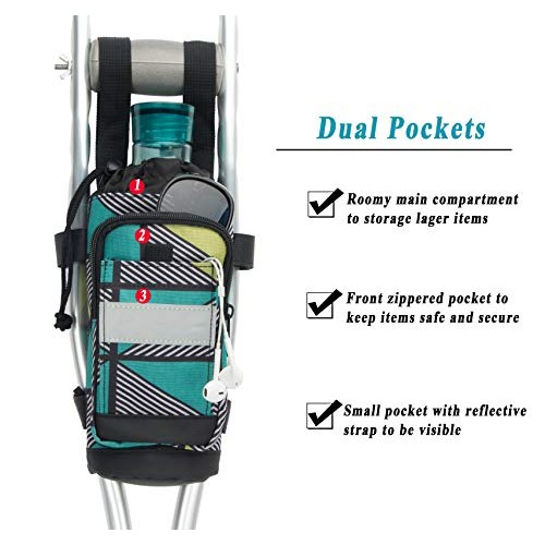 PACMAXI Crutch Bag Universal Crutch Accessories Bag Lightweight Crutch Pouch ...