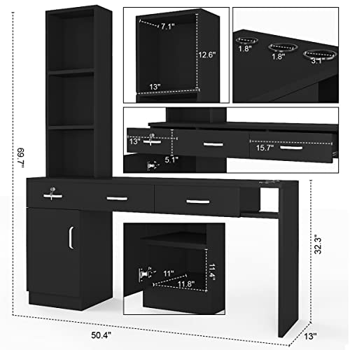 Paddie Barber Salon Station Wall Mount Hair Styling Salon Equipment Set Beaut...