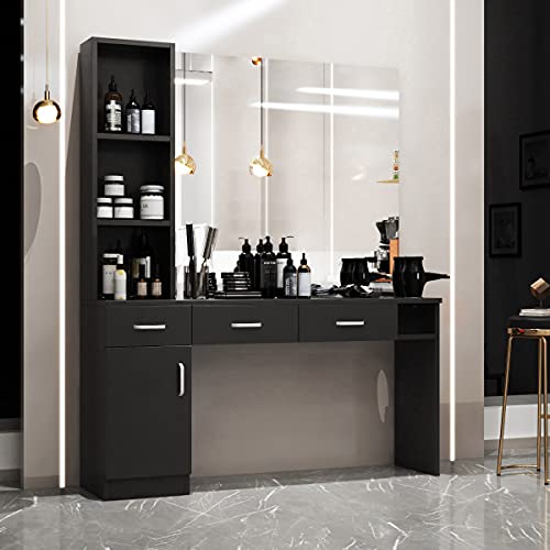 Paddie Barber Salon Station Wall Mount Hair Styling Salon Equipment Set Beaut...