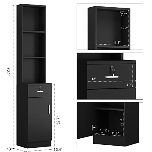 Paddie Wall Mount Salon Stations for Hair Stylist, Hair Salon Storage Cabinet...
