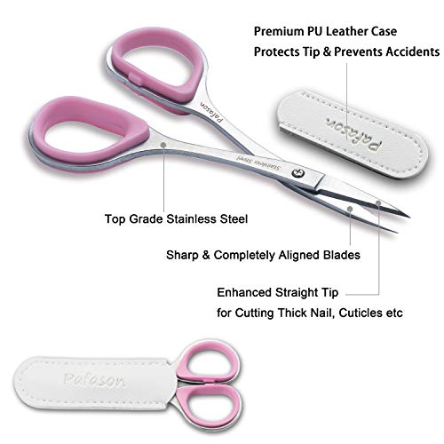PAFASON Stainless Steel Curved and Straight Nail Cuticle Manicure Scissor Set...