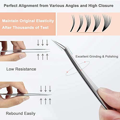 PAFASON Stainless Steel Eyelash Extension Tweezers Set-Precision Tweezers for...