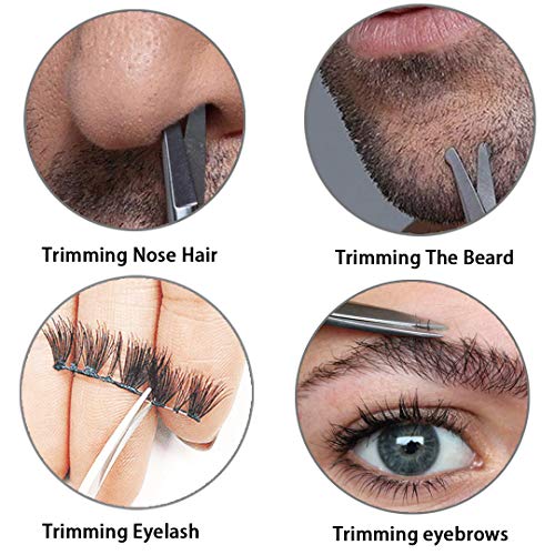 PAFASON Stainless Steel Mustache Beard Facial Nose Hair Trimming Scissor Set ...