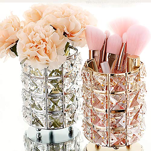 Pahdecor Handcrafted Crystal Makeup Brush Holder Eyebrow Pencil Pen Cup Colle...