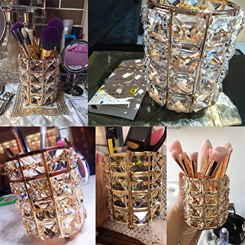Pahdecor Handcrafted Crystal Makeup Brush Holder Eyebrow Pencil Pen Cup Colle...