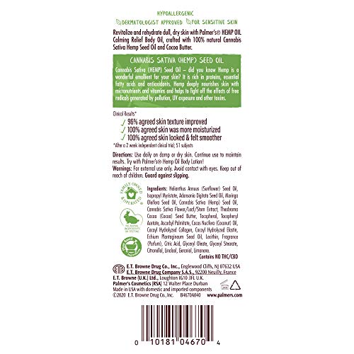 Palmer's Cocoa Butter Formula Hemp Oil Calming Relief Body Oil, 5.1 Ounces