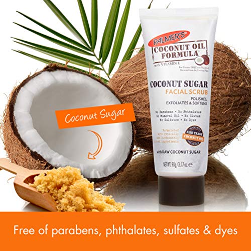 Palmer's Coconut Oil Formula Coconut Sugar Facial Scrub Exfoliator, 3.17 Ounces