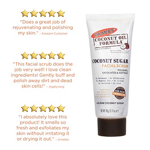 Palmer's Coconut Oil Formula Coconut Sugar Facial Scrub Exfoliator, 3.17 Ounces