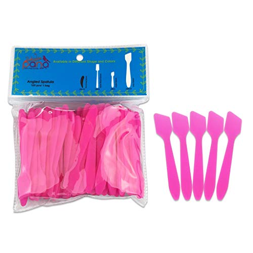 Pana Brand 100 Pieces Disposable Makeup PINK Tip Angled Spatula Cosmetic Skin...