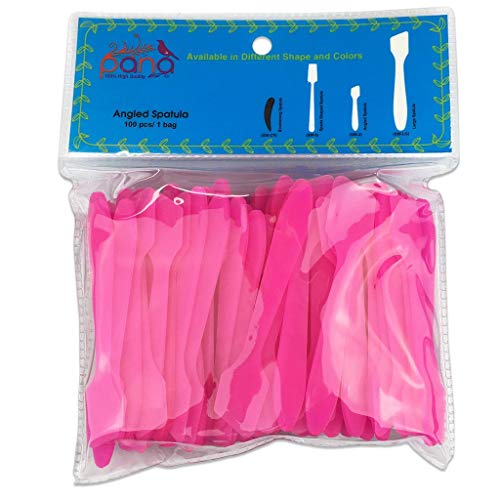 Pana Brand 100 Pieces Disposable Makeup PINK Tip Angled Spatula Cosmetic Skin...