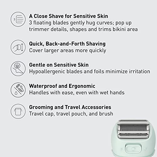 Panasonic Close Curves Electric Razor for Women, Cordless 3-Blade Shaver with...