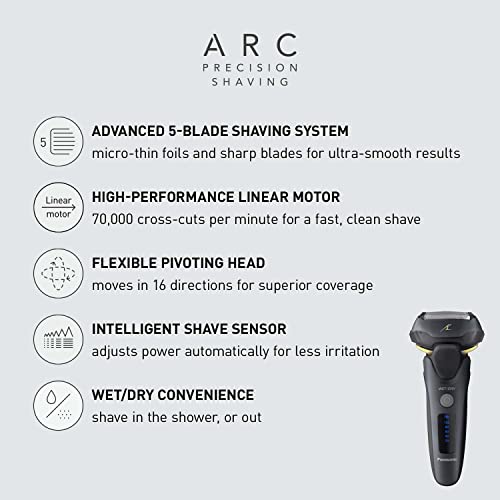 Panasonic Electric Cordless Razor for Men ARC5, Wet Dry Shaver, with Pop-Up T...