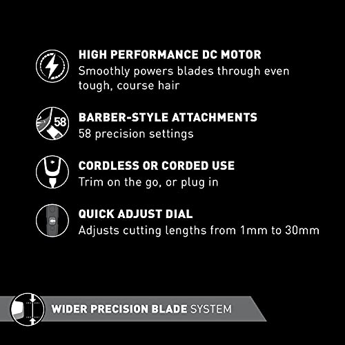 Panasonic Long Beard Trimmer for Men, 58 Length Settings and 4 Attachments fo...