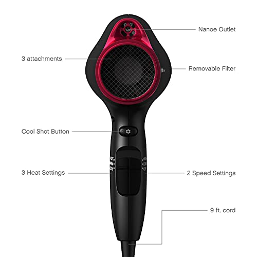 Panasonic Nanoe Hair Dryer, 1875 Watt Professional Blow Dryer for Smooth, Shi...