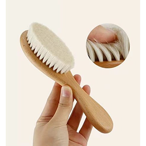 PandaEar Baby Hair Brush and Comb Set for Newborn| Natural Wooden Hairbrush w...