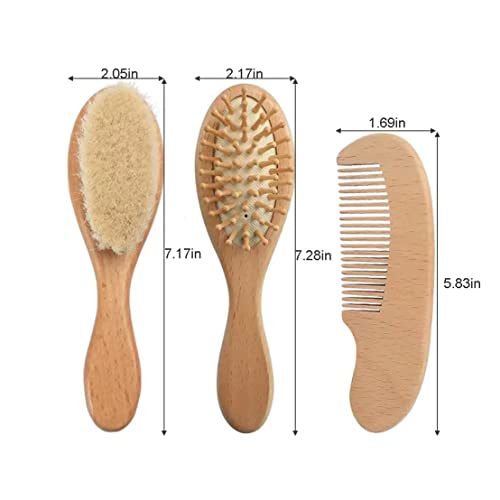 PandaEar Baby Hair Brush and Comb Set for Newborn| Natural Wooden Hairbrush w...