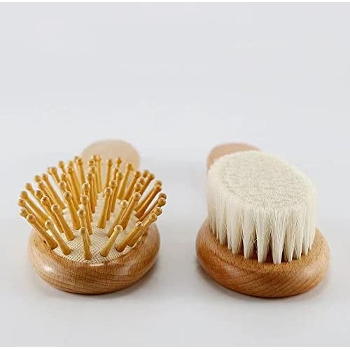 PandaEar Baby Hair Brush and Comb Set for Newborn| Natural Wooden Hairbrush w...