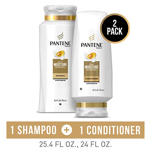 Pantene Moisturizing Shampoo 25.4 OZ and Silicon-Free Conditioner 24 OZ for D...