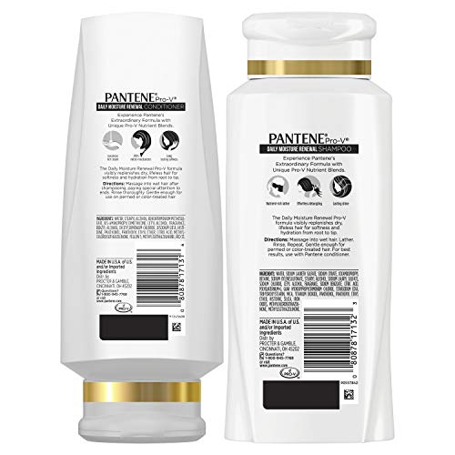 Pantene Moisturizing Shampoo 25.4 OZ and Silicon-Free Conditioner 24 OZ for D...