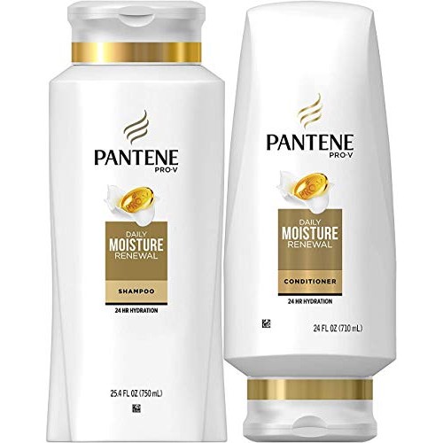 Pantene Moisturizing Shampoo 25.4 OZ and Silicon-Free Conditioner 24 OZ for D...