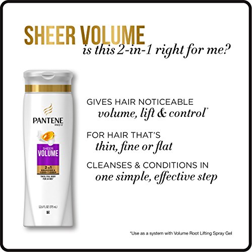 Pantene Pro-V Sheer Volume 2 In 1 Shampoo & Conditioner, 12.6 Fl Oz, Pack of 4
