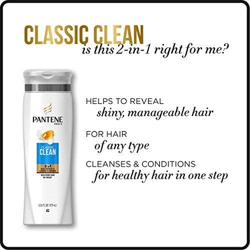 Pantene, Shampoo and Conditioner 2 in 1, Pro-V Classic Clean, 25.4 Fl Oz, Pac...