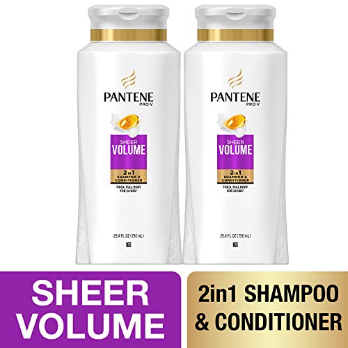 Pantene, Shampoo and Conditioner 2 in 1, Pro-V Sheer Volume for Fine Hair, 25...