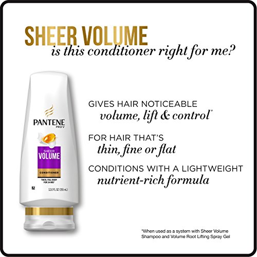 Pantene Volumizing Shampoo and Sulfate Free Conditioner for Fine Hair, Sheer ...