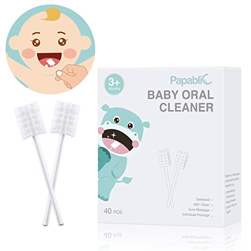 [40-Pack] Papablic Baby Tongue Cleaner, Upgrade Gum Cleaner with Paper Handle...