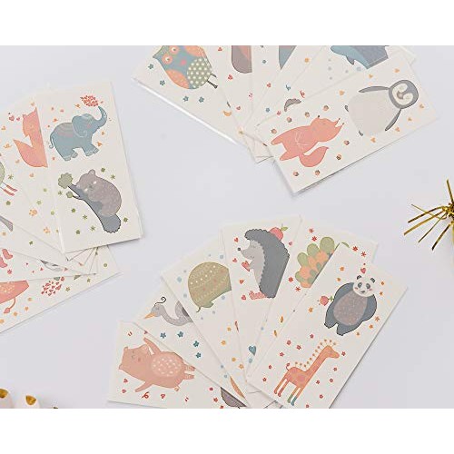 PapaKit Cute Zoo Animals 36 Temporary Fake Tattoo Set, 18 Individually Wrappe...