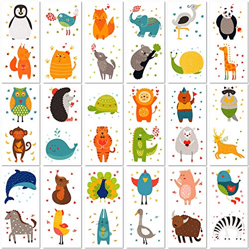 PapaKit Cute Zoo Animals 36 Temporary Fake Tattoo Set, 18 Individually Wrappe...