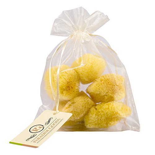 Natural Yellow Sea Silk Sponges 1,5 Inches Pack of 5 in an Organza Bag. Great...
