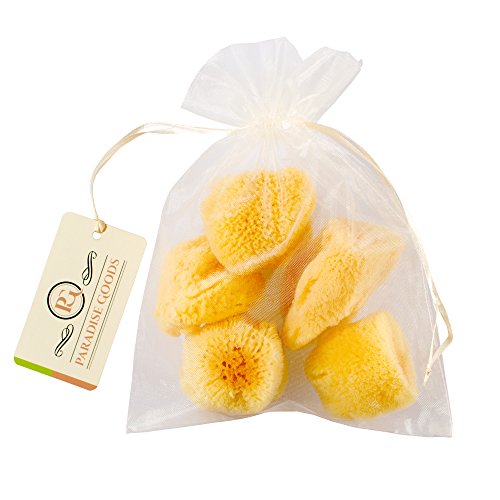 Natural Yellow Sea Silk Sponges 1,5 Inches Pack of 5 in an Organza Bag. Great...