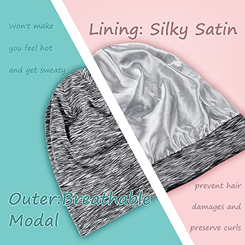 Satin Lined Sleep Cap Bonnet for Curly Hair and Braids, Stay On All Night Hai...
