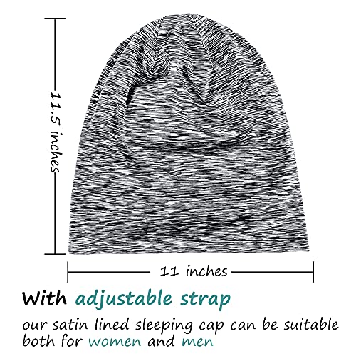 Satin Lined Sleep Cap Bonnet for Curly Hair and Braids, Stay On All Night Hai...